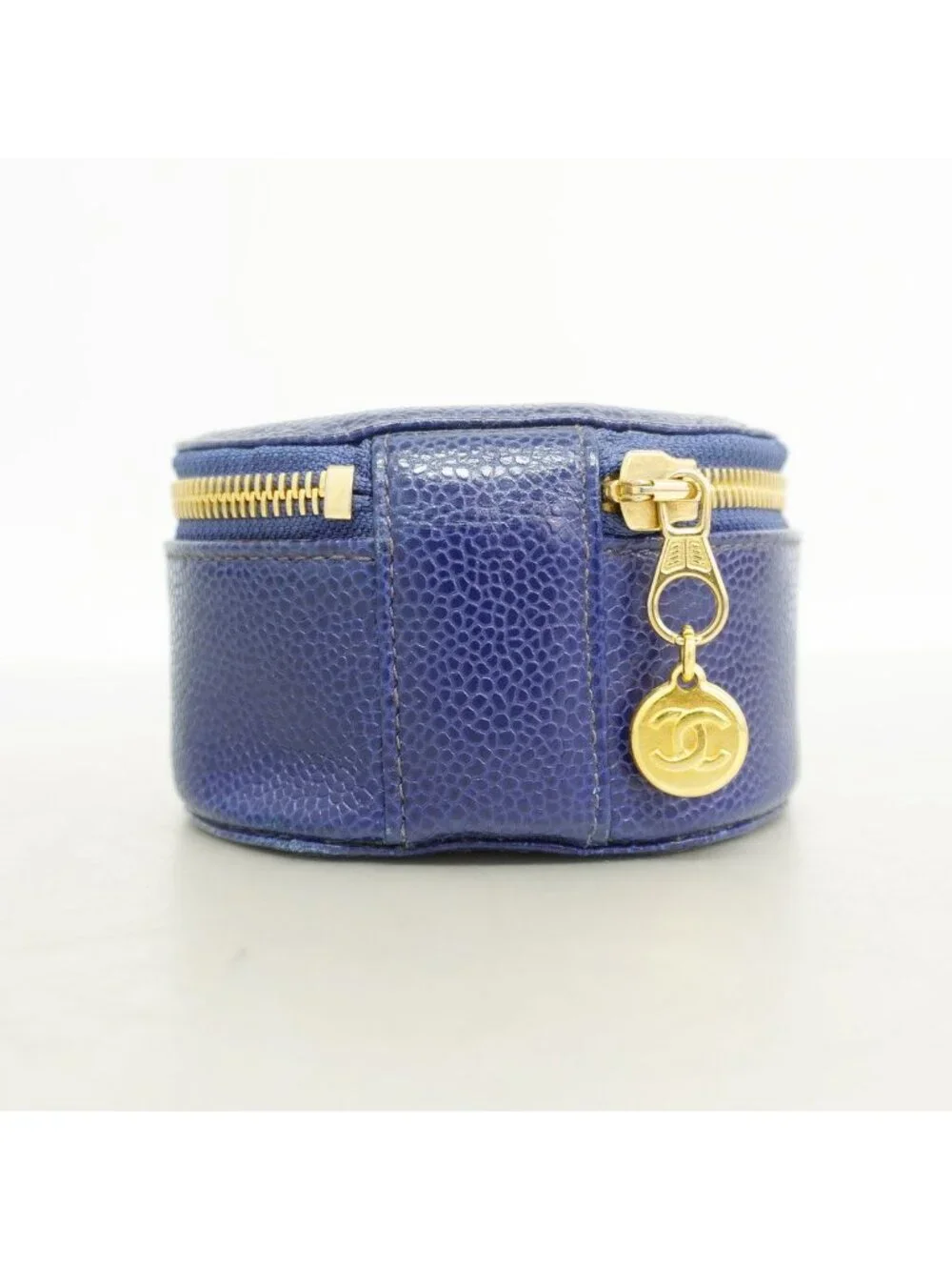 Chanel Jewelry Case Caviar Leather Navy Gold